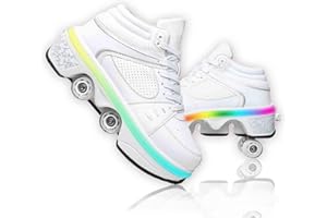 JINFUGRON Chaussures a roulettes Retractable, Basket Roulette Enfant, Chaussures de Skateboard à 4 Roues lumière à Changement de Couleur, universelles pour garçons et Filles et Adulte