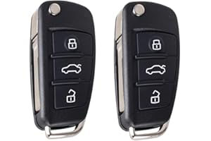 HooRLZ 2 Stück Audi Schlüsselgehäuse für Audi A2 A3 8P A4 A6 A6L A8 Q7 TT S6 Schlüssel, Autoschlüssel Audi A3, Ersatzschlüssel Audi, Fernbedienung Audi 3-Tasten
