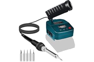 FYJUL Wireless Soldering Iron for Bosch 18 V GBA/BAT Battery, Fast Heating Soldering Station with LED Digital Display, Mobility Soldering Iron with USB & Type-C for DIY, Device Repair, Wire Welding (Without