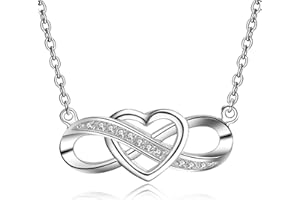 LYL.Adorer Jewellery Set for Women, Infinity Endless Love Heart Necklace and Bracelet, Heart Earrings with Sparkling Cubic Zirconia,925 Sterling Silver, Gift for Women Girls
