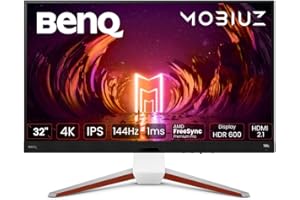 BenQ MOBIUZ EX3210U Wyświetlacz gier 4K (32 cale, IPS, 144 Hz, 1ms, HDR 600, HDMI 2.1, 48 Gb/s, pełna przepustowość, VRR kompatybilny z PS5, pilotem)