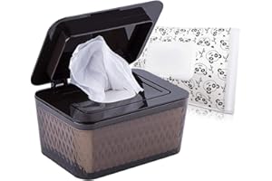 Umtiti Wipes Dispenser & Wipes Pouch/Tissue Bag, Wipes/Tissue Case with Moisture Seal Secure Lid, Non-Slip Rubber Feet & Sealing Design Keeps Wipes Fresh, Dustproof Wipes Container(BN+Panda)