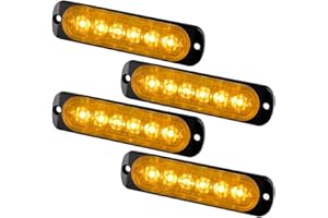 Teguangmei 4Pz Ultra-Sottile 6LED Luce Stroboscopica di Emergenza Ambra Lampeggiante Pericoloso Luce Stroboscopica Laterale Spia Luce Impermeabile Universale per Camion Rimorchio Moto 12-24V