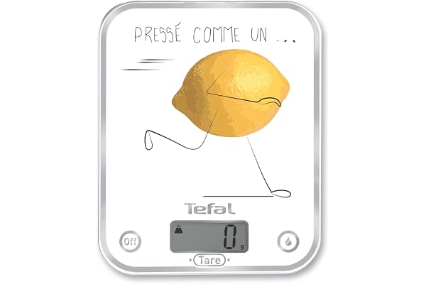 Tefal OPTISS Decor Pressé comme Un Citron Balance de Cuisine, Graduation de 5kg/1 g, Fonctions Liquide-Tare BC5135V0