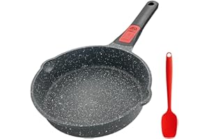 Bobikuke Patelnia 20 cm, indukcyjna, nieprzywierająca, wysokość wewnętrzna 5 cm, patelnia pokryta zdejmowanym uchwytem, nadaje się do wszystkich rodzajów kuchenek, piekarników i nadaje się do mycia w zmywarce (czarna)