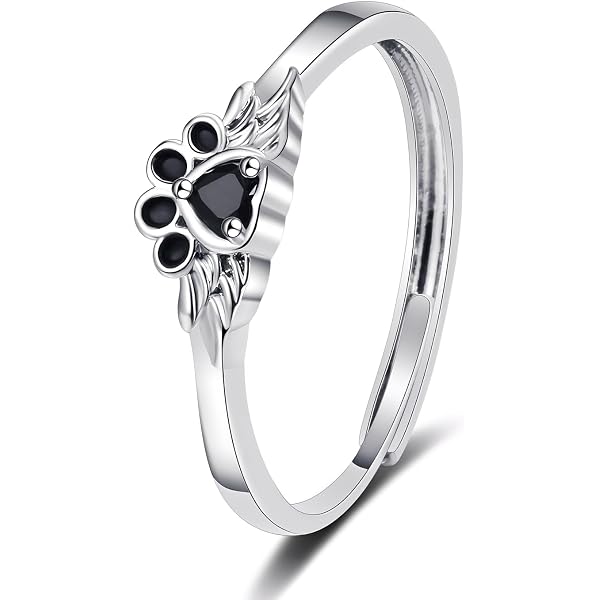 Anello 925 Argento, Amanti degli animali domestici PawPrint Love Heart Infinity Ring Anello in argento Sterling 925 My Sweet Puppy We are Family Pet Animal Jewelry Dog Ring