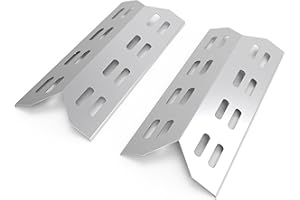 WELL GRILL 2 Pack BBQ Heat Shield Plates, Stainless Steel Burner Cover Flame Distributor Outdoor Barbecue Replacement Parts for Landmann Triton 2 and 3 (39.5cmx17cm)