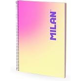 MILAN A4 Spiral Notebook Hardcover Lined Paper 90 Sheets 95gsm Sunset Collection Yellow