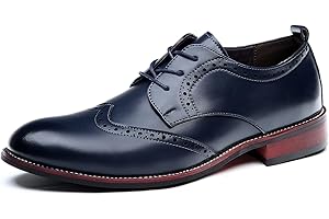 EDITCOZY Men's Leather Formal Shoes Business Oxford Derby Shoes Brogue Retro Dress Shoes for Men