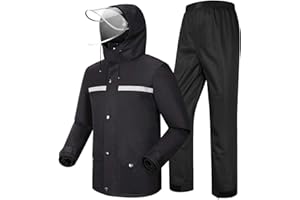 Coutyuyi Men's Rain Suit Waterproof Jacket & Trouser Suit Raincoat Unisex Rain Jacket Outdoor Anti-Storm Hooded Rainwear