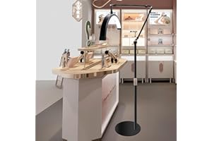 DCBEDUFF Half Moon Lamp, LED Floor Light, 3000-6000K Floor Standing Beauty Light with Phone Holder, Half Moon Light for Eyelash Extension, Adjustable Rotatable Half Moon Floor Lamp, Detachable Design (Black)