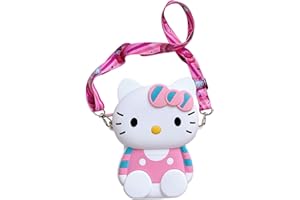 Hello Kitty Purse for Girls,Wopin- Hello Kitty Bag for Girls,Lovely Little Silicone Coin Purse,Small Shoulder Bag for Girls,Hello Kitty Birthday Gift,Hello Kitty Cross Body Bag for Holiday Travel