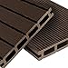 Produktbild WPC Terrassendielen Basic Line - Komplett-Set Dunkelbraun | 16m² (4m x 4m) Holz-Brett Dielen | Boden-Fliesen + Unterkonstruktion & Clips | Balkon Boden-Belag + rutschfest + witterungsbeständig