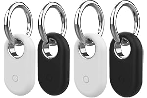 ZANTESR Smarttag2 Case, 4PCS Silicone Smart Tag 2 Case with Silver Keychain, Samsung Smart Tag 2 Case for Keys, Pets, Luggage (2PCS White and 2PCS Black）