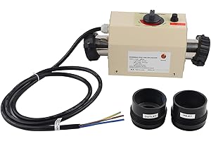 XTEVU Chauffe-piscine De Bain SPA, Thermostat De Piscine, Mini Thermostat De Chauffe-eau En Acier Inoxydable 3KW Pour Baignoire De Massage De Piscine SPA Bath(EU)
