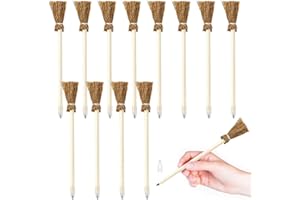 Capaneus 12 Pièces Balai Crayon de Bois, Balai Sorciere Crayon, Crayons Balai de sorciere pour Décorations d'Halloween, Fête à Thème Magique, Faveurs de Fête