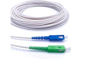 Elfcam® - Câble/Rallonge Fibre Optique { Freebox } - Jarretière Simplex Monomode SC-APC à SC-UPC - Blindage et Connecteur Renforcée - Perte Très Fiable - Blanc, 2M