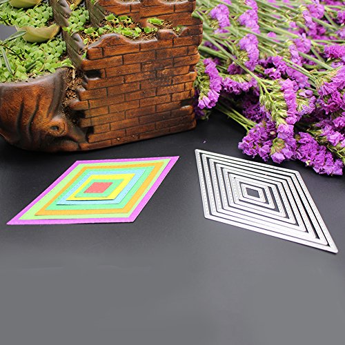 Amazingdeal365 8 PCS Karo Zeichen Metall Form Schablonen Schneiden DIY Dekor Sammelalbum Karten Buchzeichen Lesezeichen als Geschenk für Freunde Geburtstag Kinder,Kindergarten Hobby Schule Handarbeit Unterricht usw. Ein tolles Geschenk! - 5