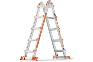 ‎MOONLIGHT MANOR Moonlight Manor Eine Rahmen 5-Stufen-Leiter, eine 5 m Lange Schiebeleiter mit Stabilisator und Rädern, 150 kg Sicherheitslast-Mehrpositionsleiter für Treppen Home Indoor Outdoor Roof