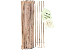 STILTREU Staketenzaun Haselnuss Höhe 150 cm, Länge 5 Meter, Lattenabstand 3-5 cm