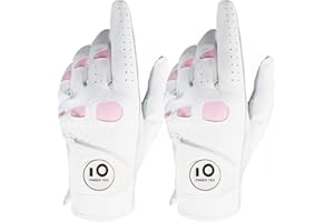 FINGER TEN Gants De Golf Femme Main Gauche Droite en Cuir Cabretta Marqueur De Balle， Gant Durable Confortable Doux Taille S M L XL