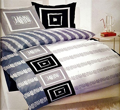 4tlg Bettwäsche Mikrofaser 2x 135x200 + 2x 80x80cm NEU mit RV in Streifen Grau Taupe