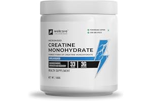 Wellcore - Pure Micronised Creatine Monohydrate Powder (100G, 33 Servings) Lab Tested | Unflavoured | Rapid Absorption | Enha