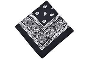 Aomig Bandana Damen Herren, Nickitücher Kopftuch Halstuch Männer, Unisex Tuch Bindetuch, Headwear Haar Schal Paisley Muster,Schwarz (55 x 55 cm)