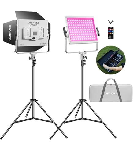 Godox Litemons LP600Bi tweekleurig LED-lichtpaneel W/APP-bediening, 60W studiofotografie verlichting W/Barndoor, 2800K -6500K, FX ModesCRI 96 TLCI 96 met Barndoor (GODOX LP600BI
