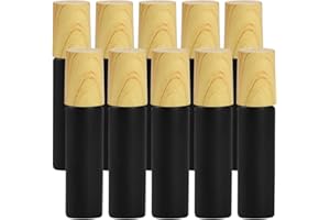Enenes Ätherische Öle Roller Flaschen 10 Stück 10ml Anti-UV Roller Schwarzglasflaschen mit Holzdeckel & Edelstahl-Roller Ball Ätherische Öle(Schwarz)