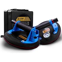 Vacuümzuignappen, metalen handgreep, met manometer, zuiglifter, glaslifter, max. 360 kg, tegellifter met doos, glaszuiger, plaatlifter voor laminaat, tegels, glas, metalen, ruiten, marmer