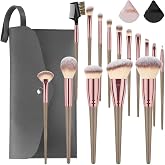 Vicloon Makeup Brush Set, 15 Pieces Professional Makeup Brush Set with 2 Powder Puffs, Premium Makeup Brushes Set for Foundat