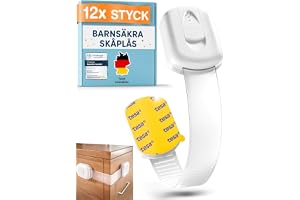 MUTKIND® 12x Lås för Barnsäkerhetsskåp - (Med TESA-lim) Babylås för Skåp