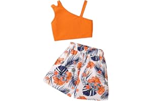 DaPongZhi Vestiti Bambina Neonata Completino Set Estivo Senza Maniche Canottiere Top+ Pantaloncini Tutina Completo Neonato Femmina per 7-12 Anni,Costume Mare Bambina,Completo Sportivo Bambina