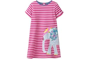 VIKITA Mädchen Baumwolle Langarm Streifen Tiere T-Shirt Kleid EINWEG Gr.80-128