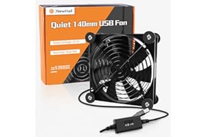 NewHail 140mm Mini USB Fan Computer Fan Multi-speed Control, Reduction Heat for Router, Game Console, TV Box, Recipient, Modem, DVR, PlayStation, AV-cabin (1 Pack - Black)