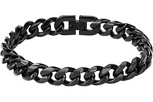 flintronic Bransoletka męska, kubańska bransoletka ze stali nierdzewnej dla mężczyzn, kobiet, bransoletka ze stali nierdzewnej, łańcuszek, długość 21/22 cm, szerokość 6/9/10/12 mm, 21 CM, Stal nierdzewna