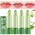 Pakivs 4 Pcs Aloe Vera Color Changing Lipstick,Long Lasting Nutritious Moisturizing Lip Balm Magic Temperature Colour Changing Lip Stick for Women