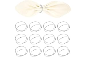 0XBIT 12 Stück Serviettenringe Silber, Ringe für Servietten, Doppelspiralkreis-Design Napkin Rings, Geeignet für Partys, Bankette und Abendessen