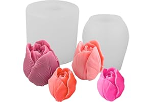 LUXVARA Moule à Bougies en Silicone, 2 Stück Moules à Bougies en Forme de Tulipe, Moule Bougie Silicone pour la Fabrication de Bougie, la Décoration de Gâteaux Fondants Savons, Décoration Maison
