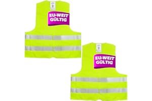 Oyayubi 2 Stück Warnwesten Auto Pannenweste, EN ISO 20471, 2024 Gelb Warnweste, Neongelb Sicherheitsweste, Reflektierend Weste 2er Pack, Herren, Frauen, Pkw, LKW
