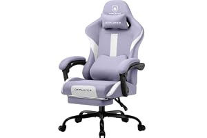 GTPLAYER Gamingstol, kontorsstol, ergonomisk gamingfåtölj med nackstöd och molnländryggskudde, vadderad spelstol med fotstöd