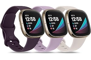 Tobfit 3 Pezzi Cinturino per Fitbit Versa 3/Fitbit Versa 4/ Fitbit Sense/Fitbit Sense 2 Cinturino, Cinturini Sport in Morbido Silicone con Fitbit Versa 4/ Versa 3/ Fitbit Sense 2/ Sense