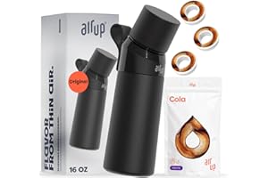 air up® Botella de agua (16 onzas) de acero negro + 3 cápsulas de cola | cápsulas de sabor sin azúcar y botellas de agua con popote | Botella de agua saborizada