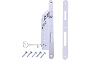 GAMOBIFER Serratura per Porta Interna a Incasso AGB serie PATENT GRANDE. Entrata 50, Interasse 90. (Fronte 22x238, SCROCCO - CATENACCIO - CHIAVE, NICHELATO Lucido)