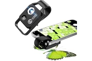 BIGFOX Microscopio de Teléfono con Luz LED, Portátil Microscopio HD 200X con Filtro CPL e Clip Universal para 99% Smartphone Niños y Adultos Exploran el Microcosmos (Negro)