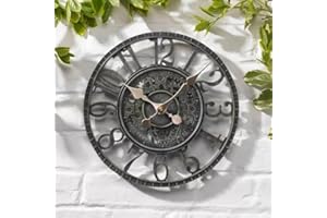 GARDEN MILE Marco Paul - Reloj de pared grande para exteriores, resistente al agua, de cuarzo, funciona con pilas, redondo, retro, para el hogar, cocina, sala de estar, decoración