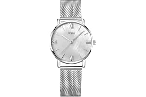 Alienwork SK Minimalist Montre Femme Ultra-Mince Bracelet Maille