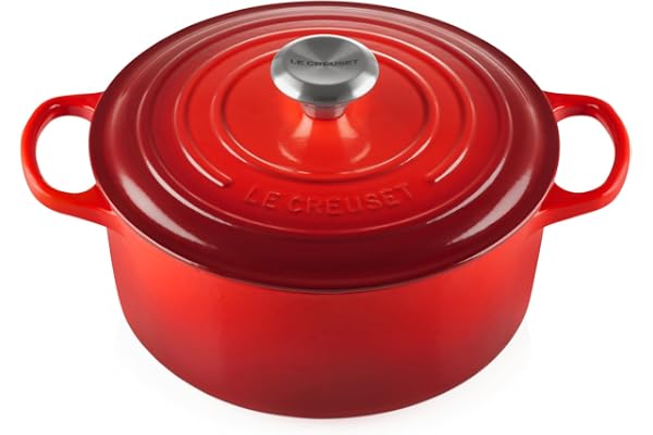 Le Creuset Cocotte Signature en Fonte Émaillée avec Couvercle, 24 cm, Ronde, 4,2 L, 4,305 kg, Cerise, 21177240602430