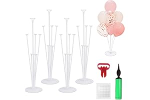 BEHOSE Table Balloon Stand Kit, Balloon Stick (4Table Balloon Holder,1Balloon Pump,1Balloon Knotter), Balloon Stand Decoration For Party, Wedding, Birthday, Graduation, Christmas, Anniversary